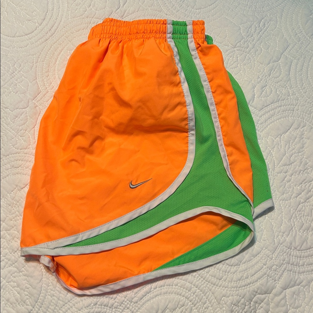 Nike Bright Orange and Green Sports Shorts